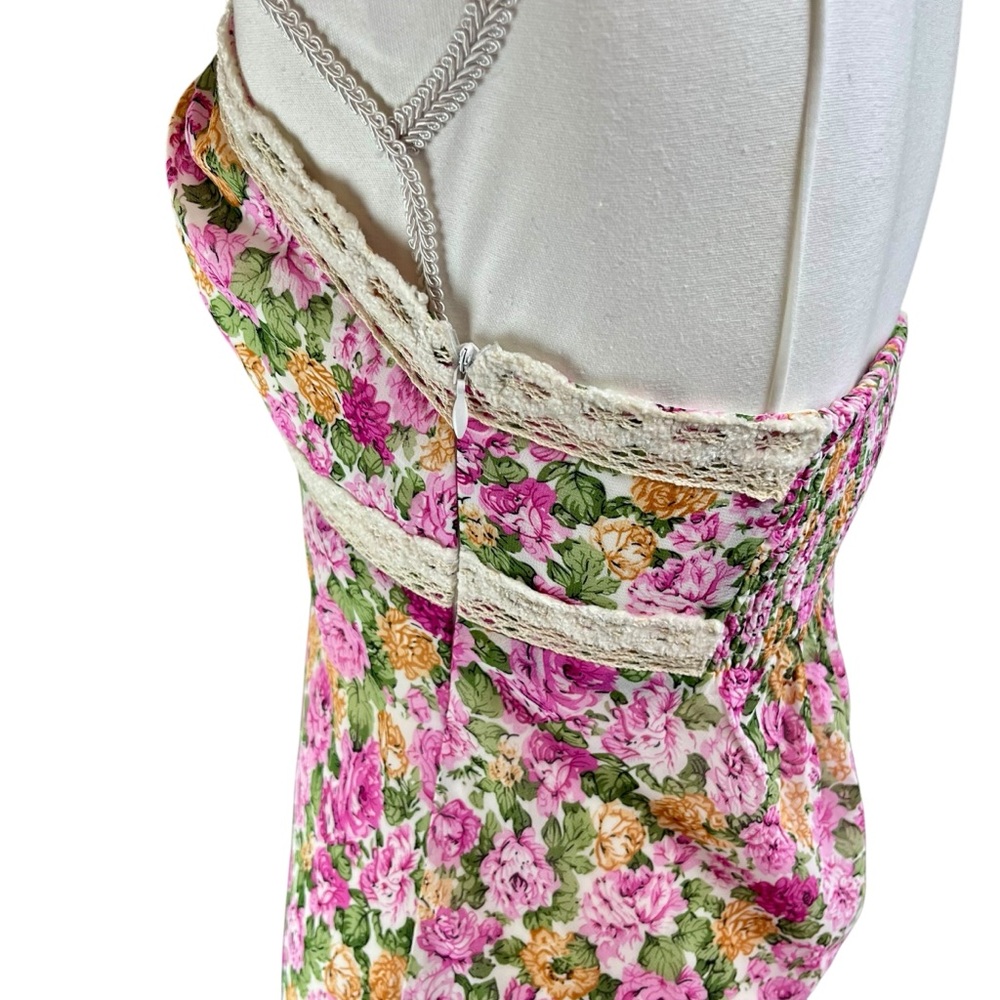 PRINCESS POLLY Pink Floral Emilee Babydoll Slip Dress 6 Camisole Mini Milkmaid - Picture 11 of 15